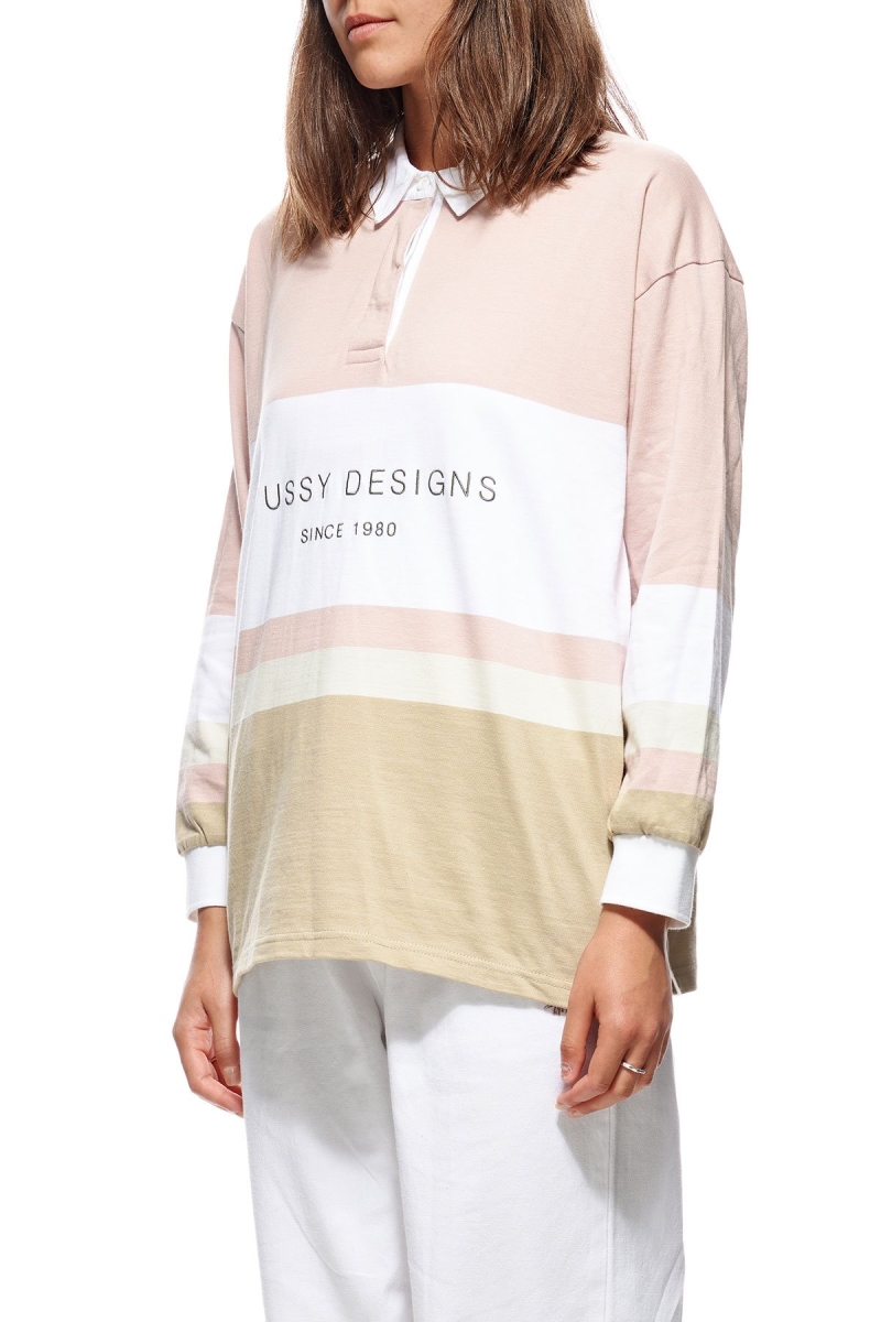 Pink Women's Stussy Harrison Panelled Rugby Shirts | CA0000312