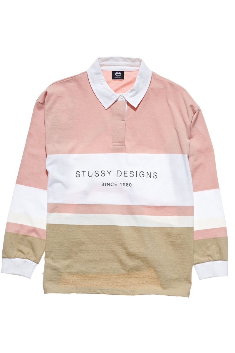 Pink Women\'s Stussy Harrison Panelled Rugby Shirts | CA0000312