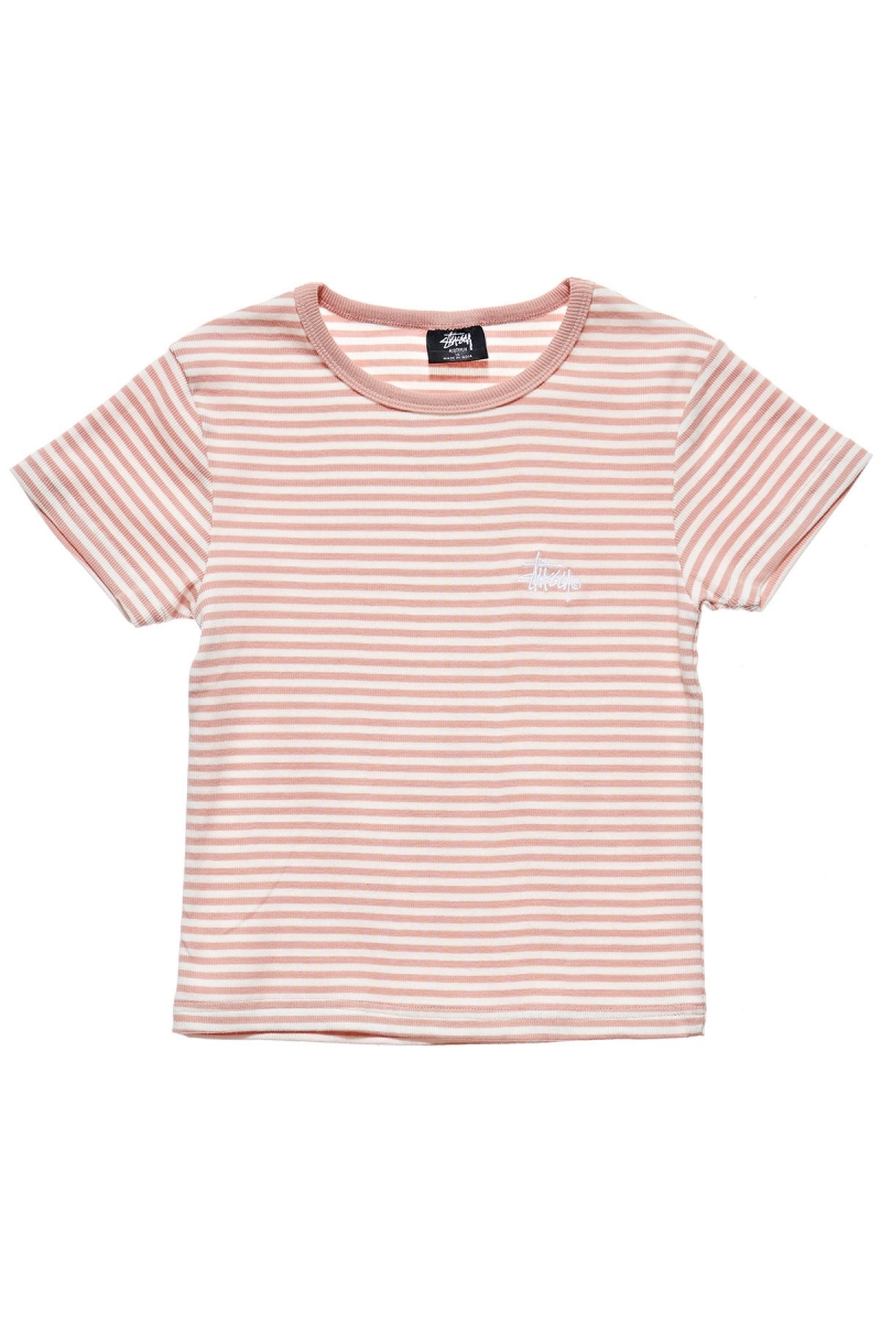 Pink Women\'s Stussy Hyde Stripe Rib T Shirts | CA0000222