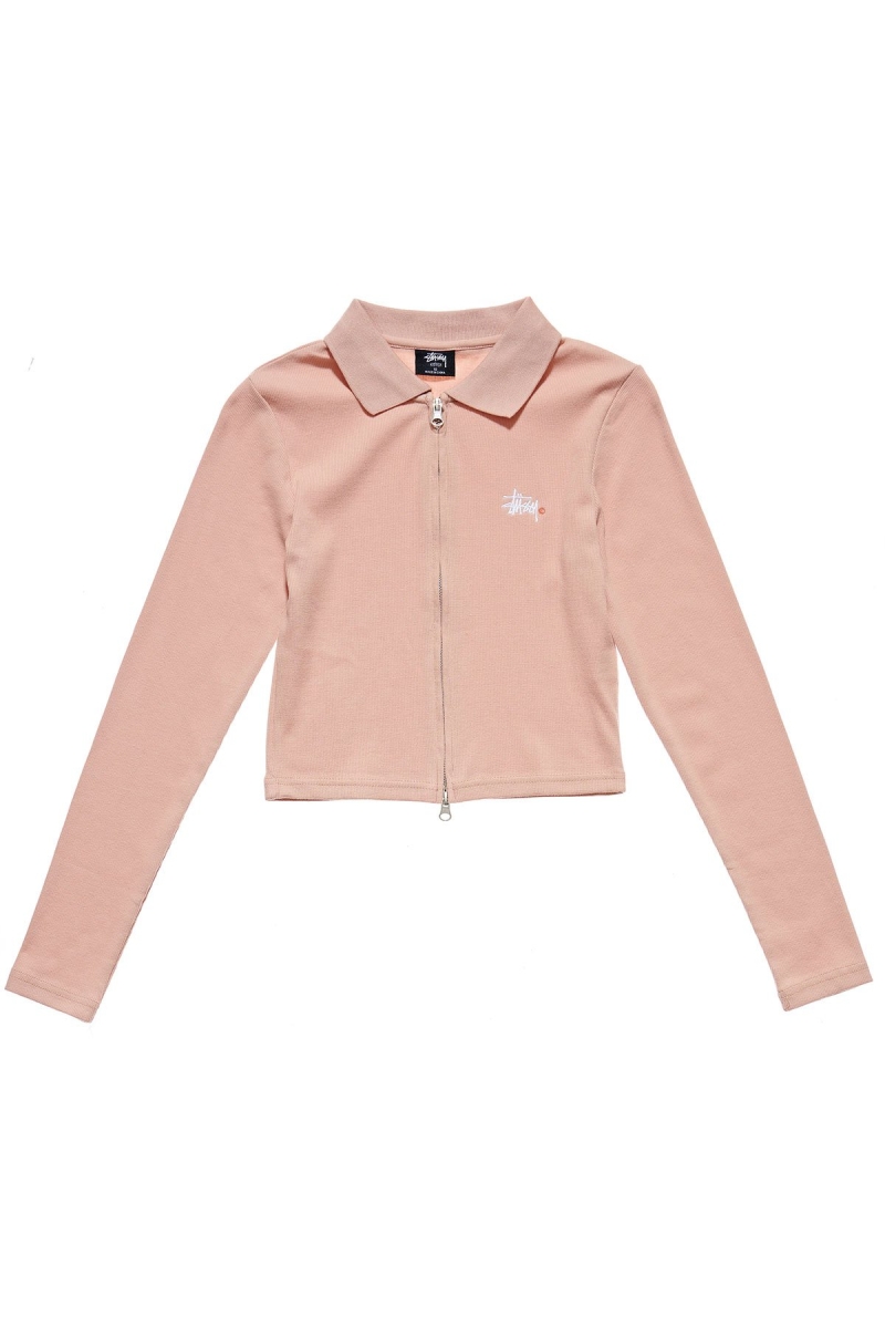 Pink Women\'s Stussy Stevens Zip Cardy Sweatshirts | CA0000955