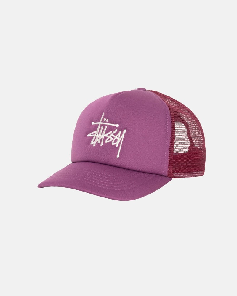 Purple Men's Stussy Big Basic Trucker Caps | CA0000400