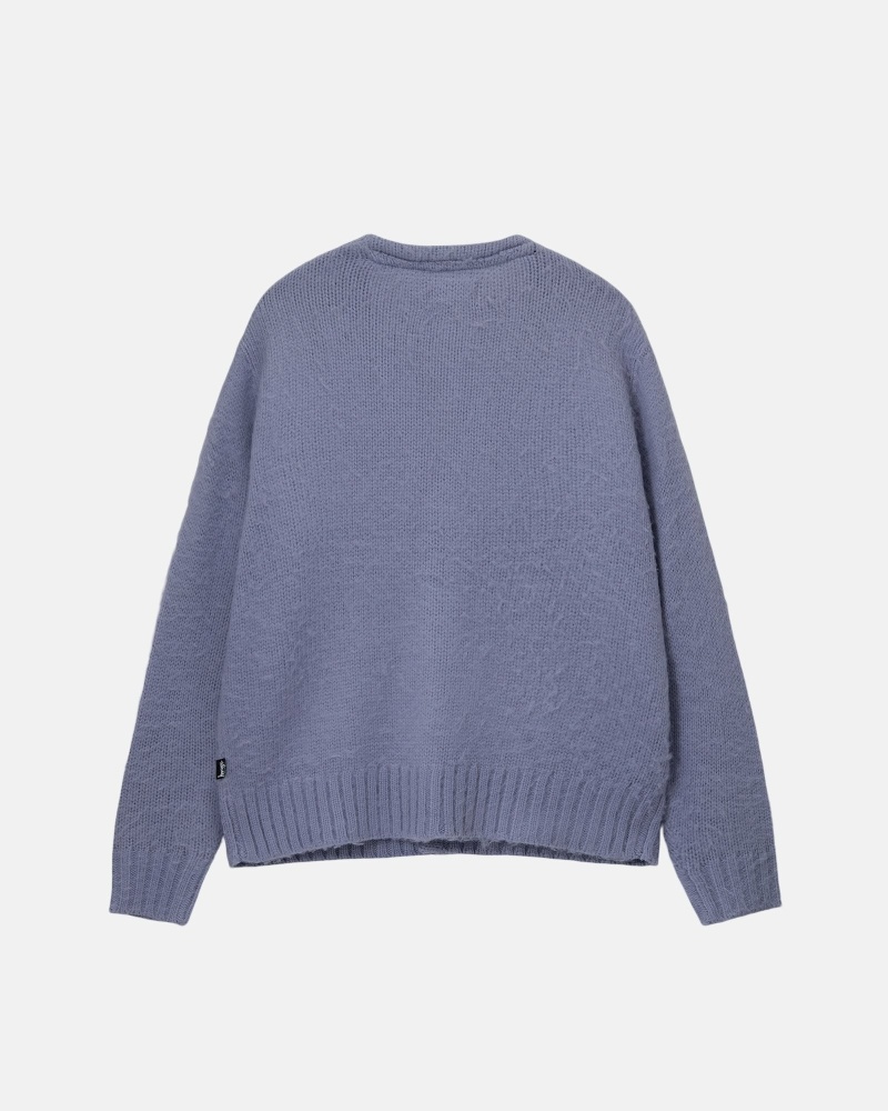 Purple Men's Stussy Brushed Cardigan Knit Sweater | CA0000530