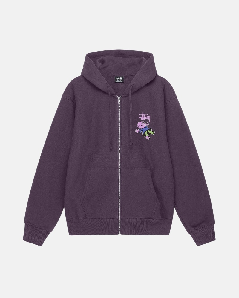 Purple Men's Stussy Dollie Zip Hoodies | CA0000038