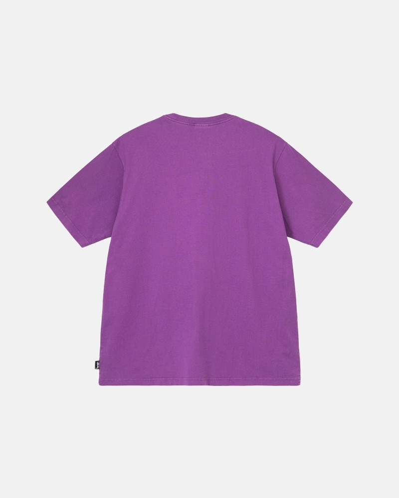 Purple Men's Stussy Heavyweight Pigment Dyed Crew T Shirts | CA0000199