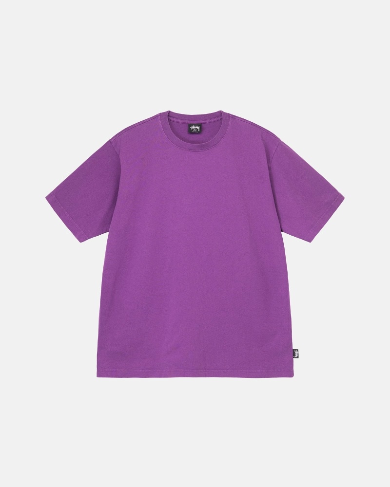 Purple Men\'s Stussy Heavyweight Pigment Dyed Crew T Shirts | CA0000199