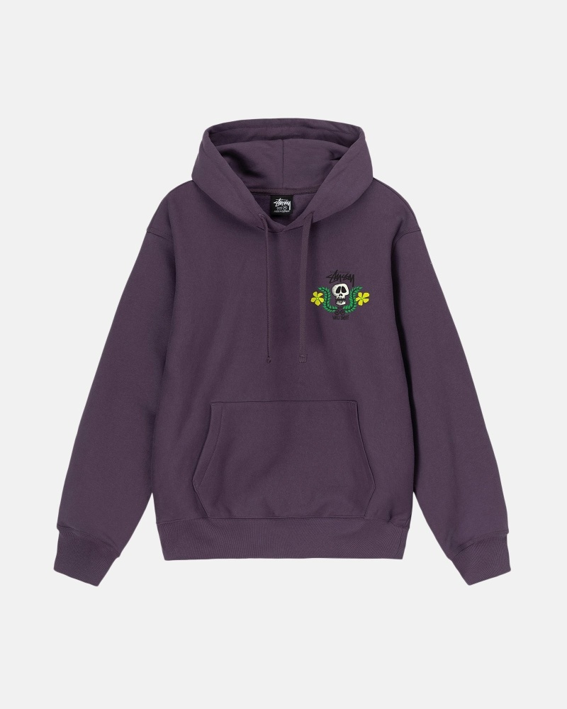 Purple Men's Stussy Skull Crest Hoodies | CA0000065