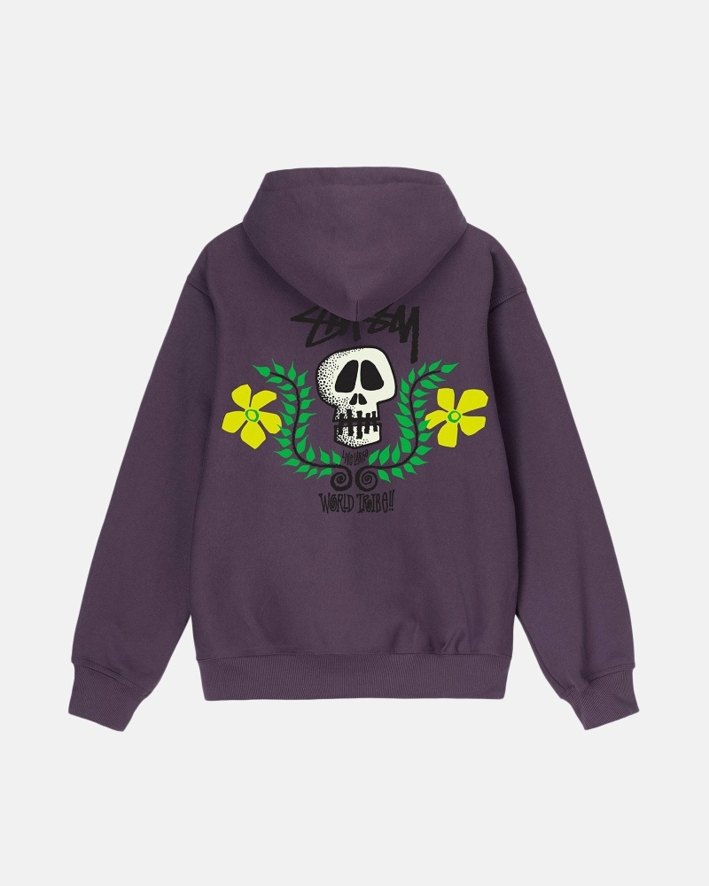 Purple Men\'s Stussy Skull Crest Hoodies | CA0000065