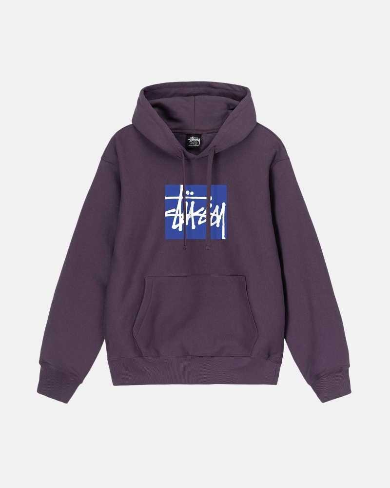 Purple Men\'s Stussy Stock Box Hoodies | CA0000074