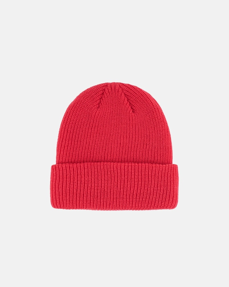 Red Men's Stussy Basic Cuff Beanie | CA0000380