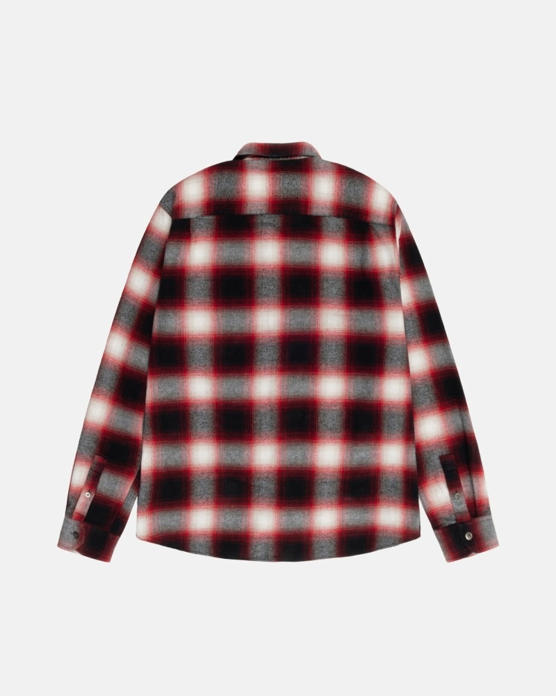 Red Men's Stussy Bay Plaid Shirts | CA0000296