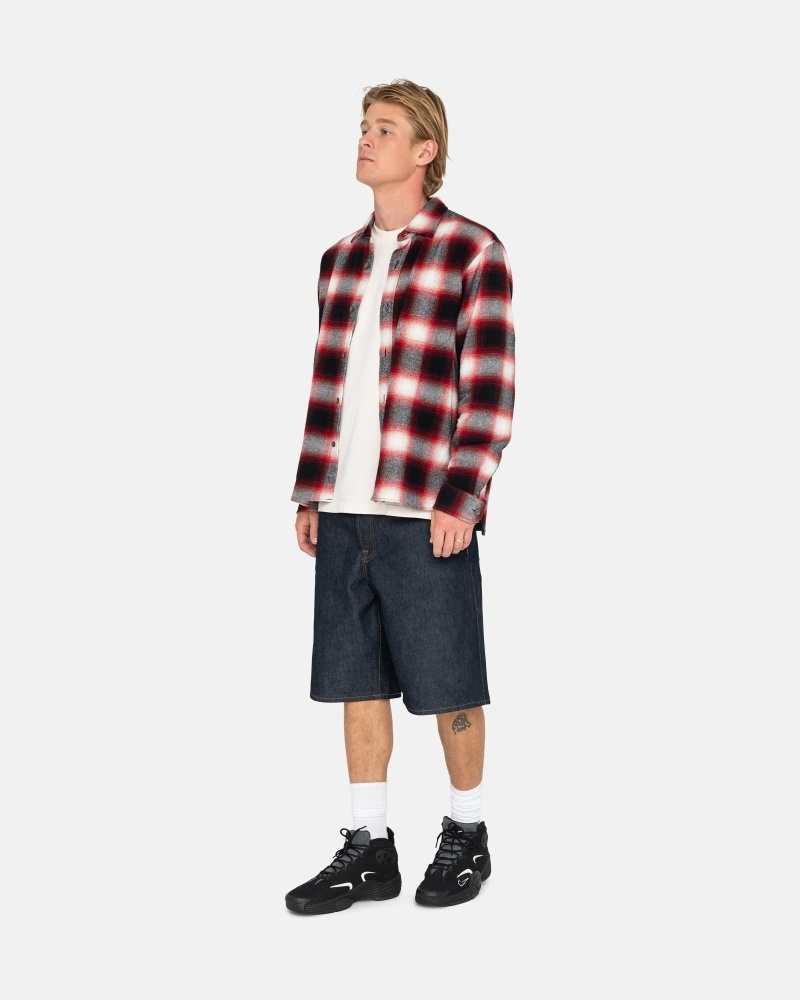 Red Men's Stussy Bay Plaid Shirts | CA0000296