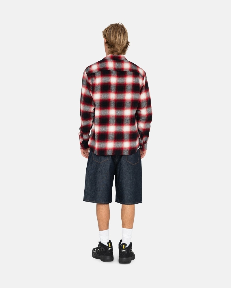 Red Men's Stussy Bay Plaid Shirts | CA0000296