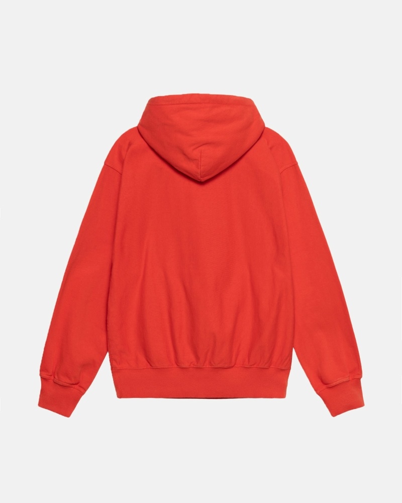 Red Men's Stussy Block Sport Pigment Dyed Hoodies | CA0000018