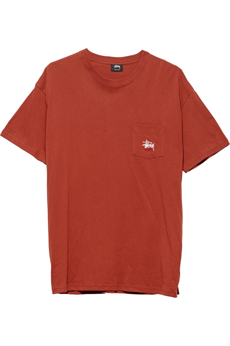 Red Men\'s Stussy Graffiti Pocket T Shirts | CA0000183