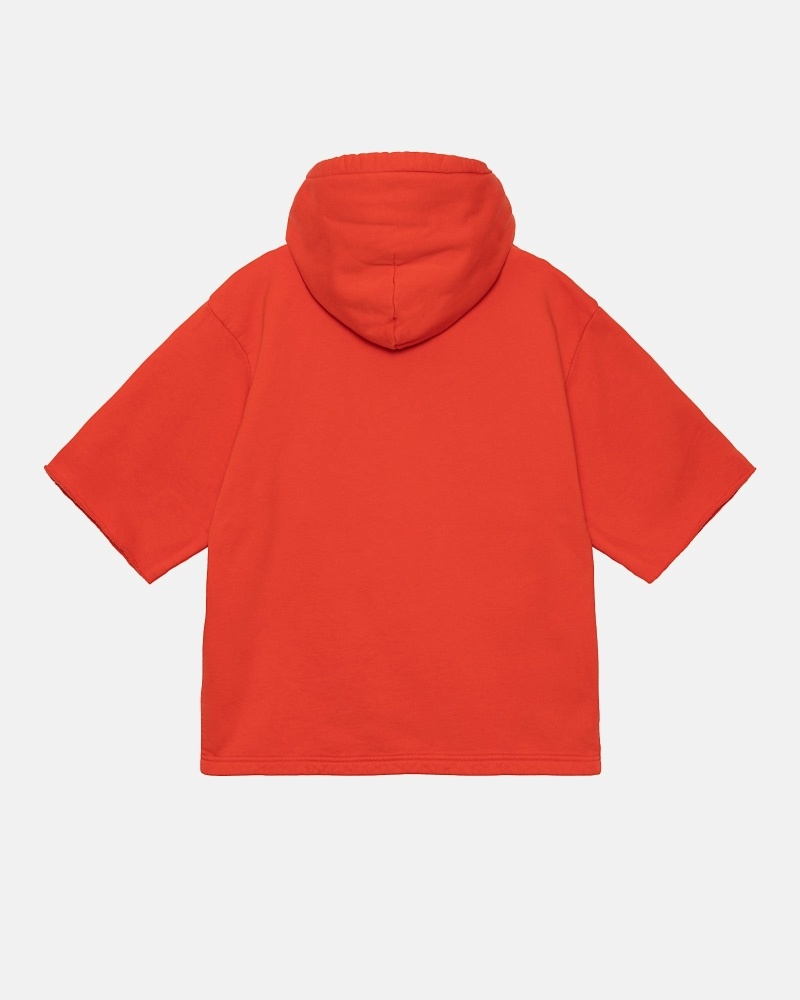 Red Men's Stussy Ss Boxy Cropped Hoodies | CA0000070