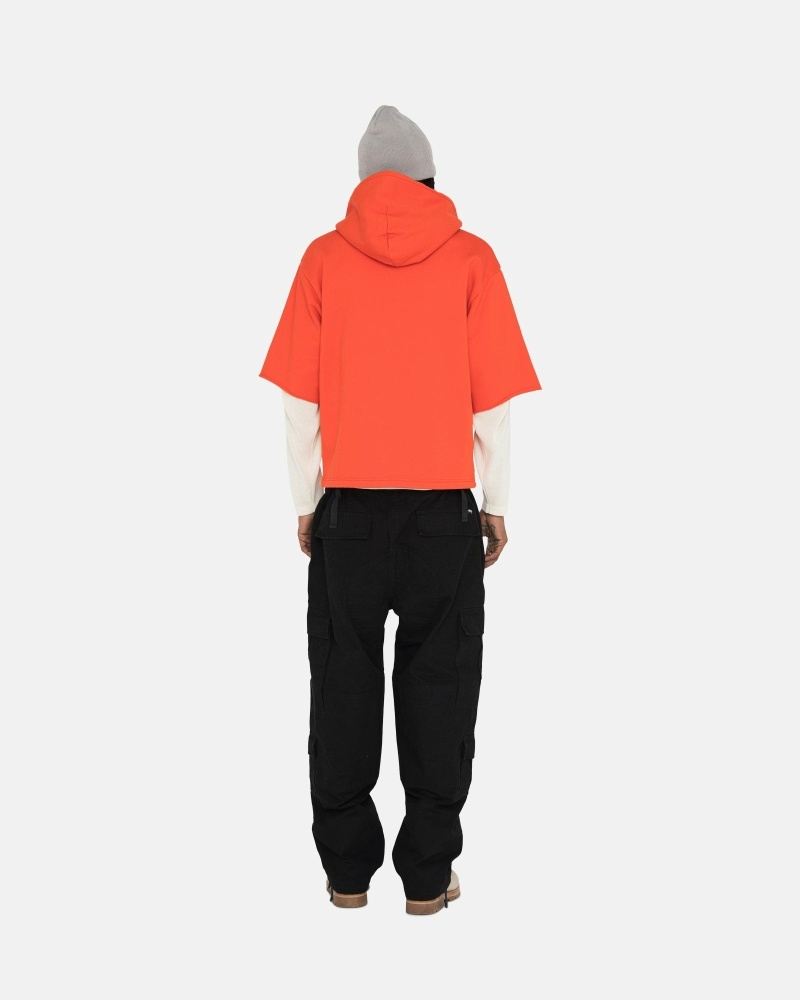 Red Men's Stussy Ss Boxy Cropped Hoodies | CA0000070