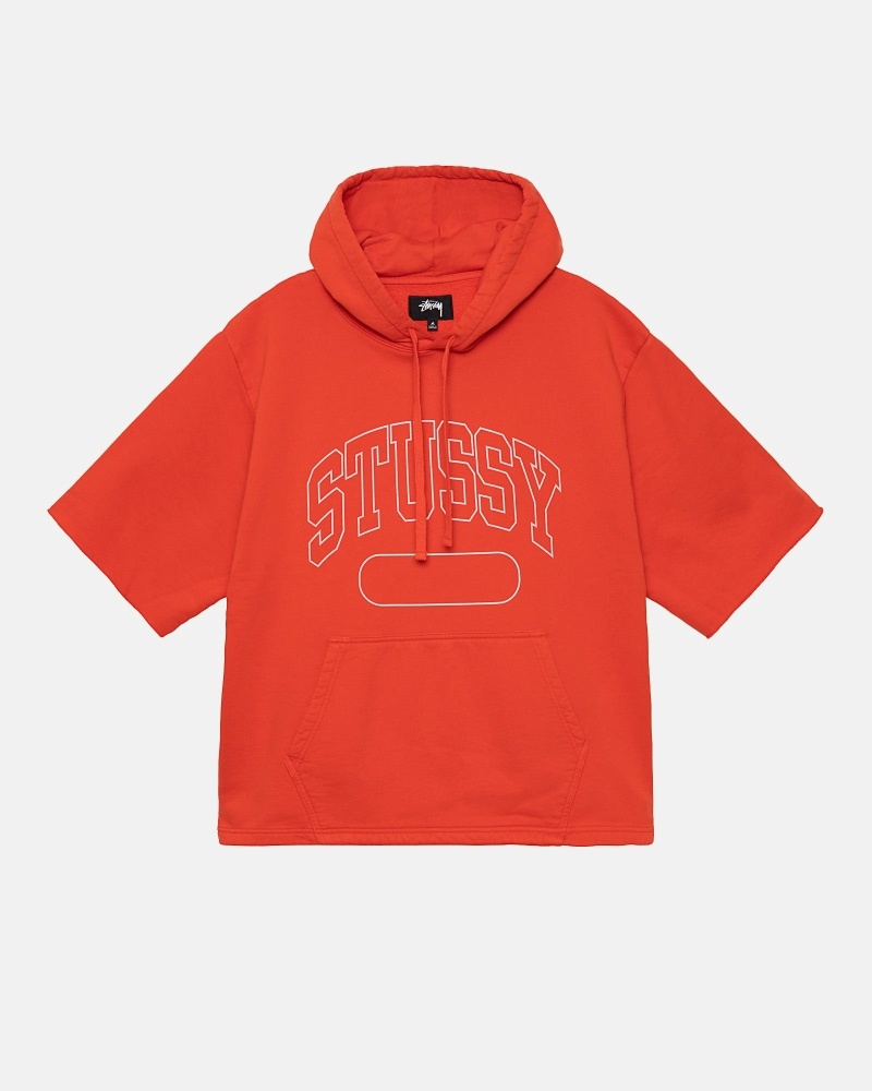 Red Men\'s Stussy Ss Boxy Cropped Hoodies | CA0000070