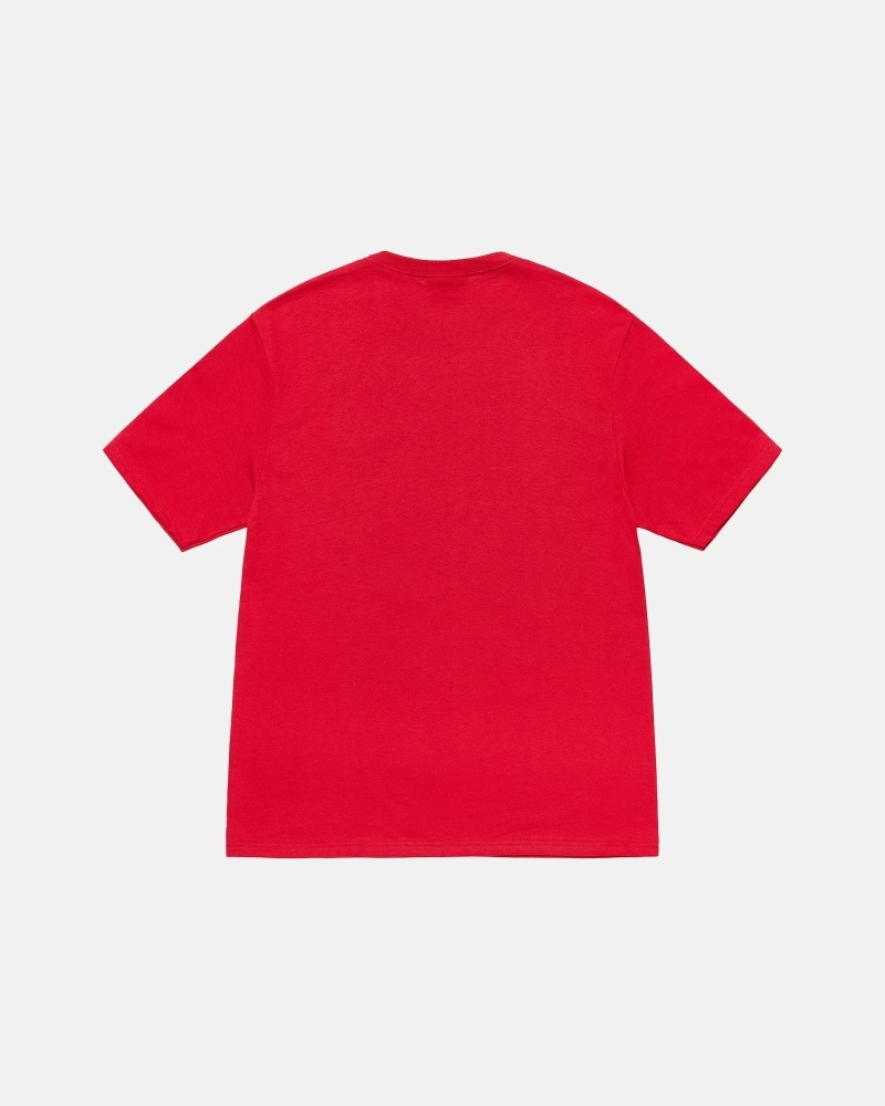 Red Men's Stussy Stamp T Shirts | CA0000270