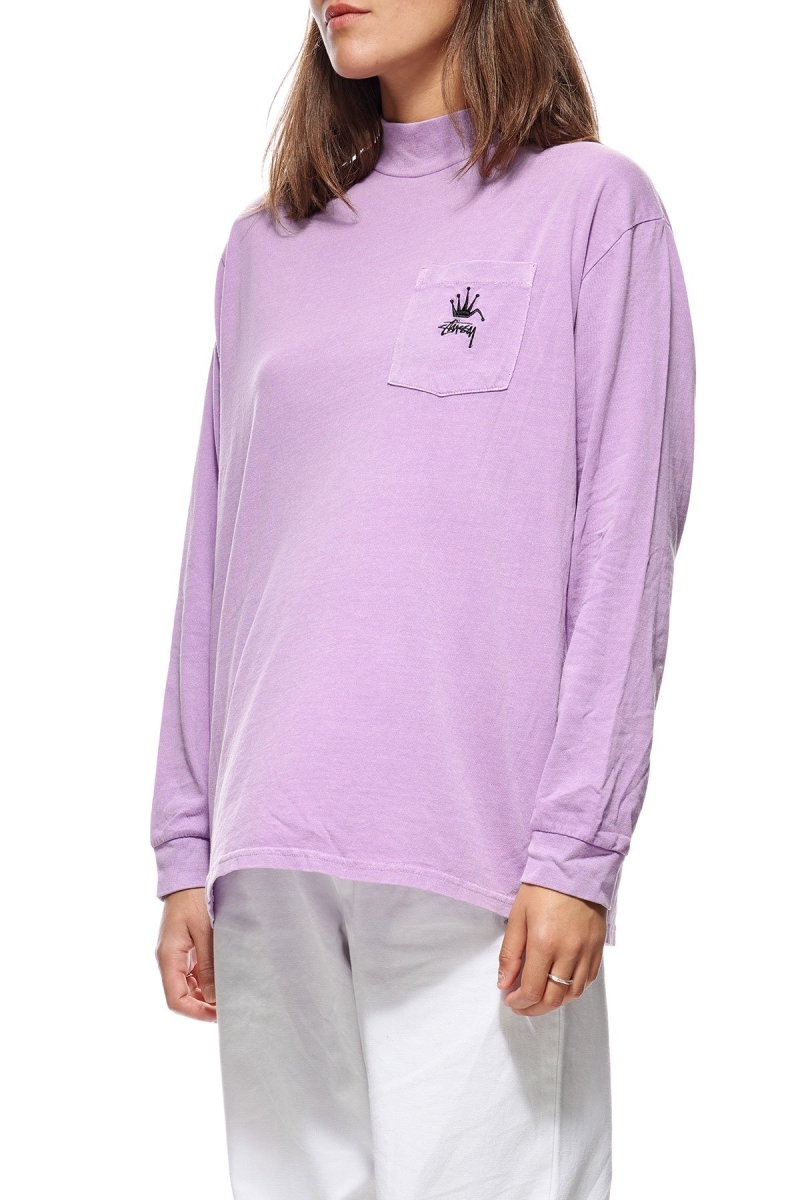 Red Women's Stussy Ash Mock Neck LS OS Sweatshirts | CA0000892