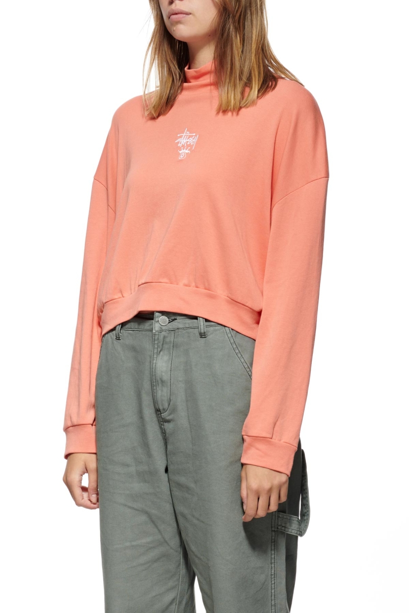 Red Women's Stussy Ellen Rib Turtleneck Sweatshirts | CA0000919