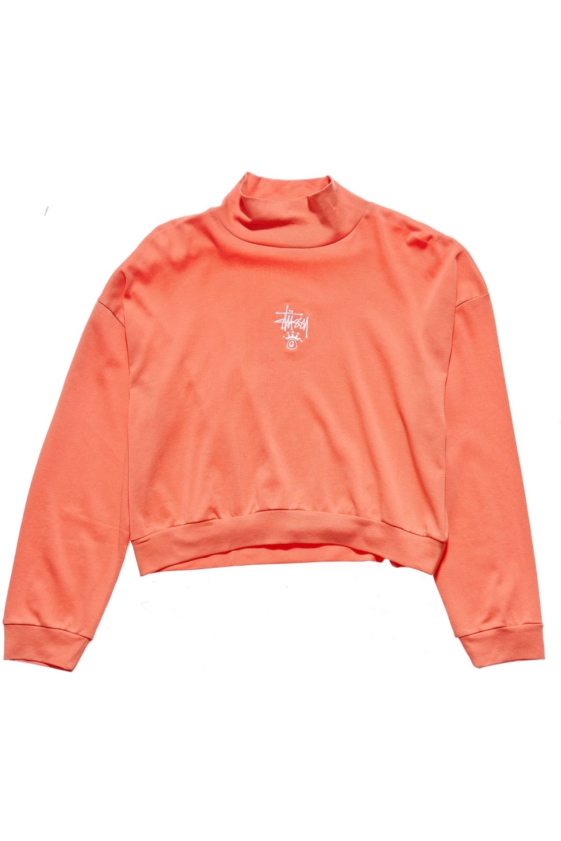 Red Women\'s Stussy Ellen Rib Turtleneck Sweatshirts | CA0000919