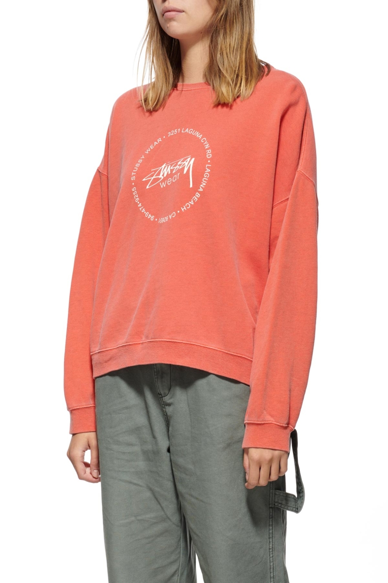 Red Women's Stussy Laguna Overdyed Marle Crew Sweaters | CA0000842