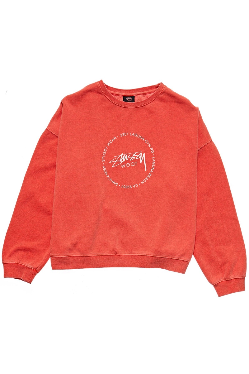 Red Women\'s Stussy Laguna Overdyed Marle Crew Sweaters | CA0000842