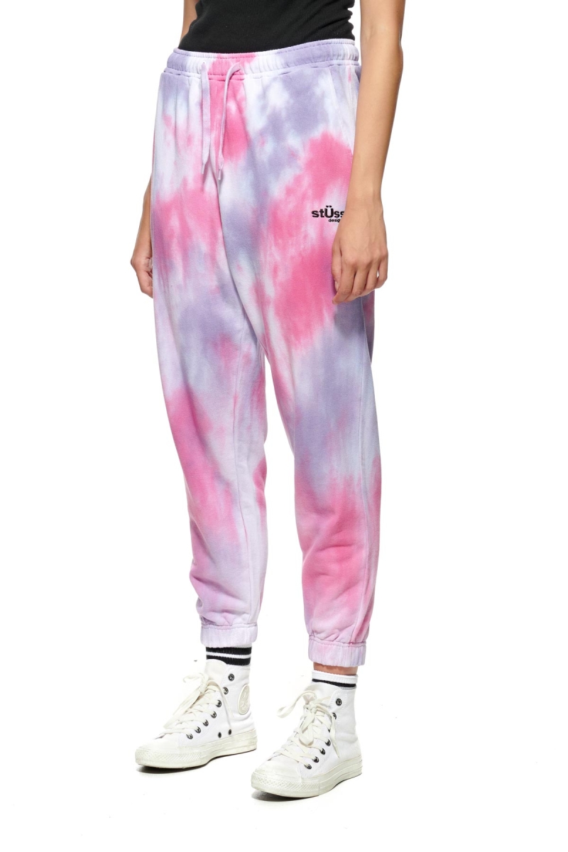 Red Women's Stussy Warped Tie Dye Track Pants | CA0001009