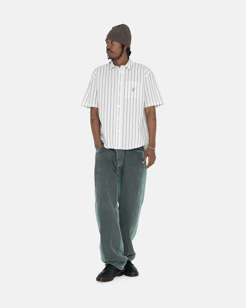 Stripes Men's Stussy Boxy Striped Ss Shirts | CA0000298