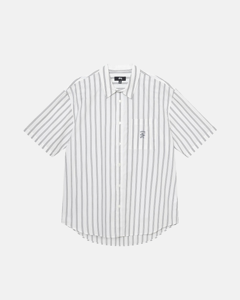 Stripes Men\'s Stussy Boxy Striped Ss Shirts | CA0000298