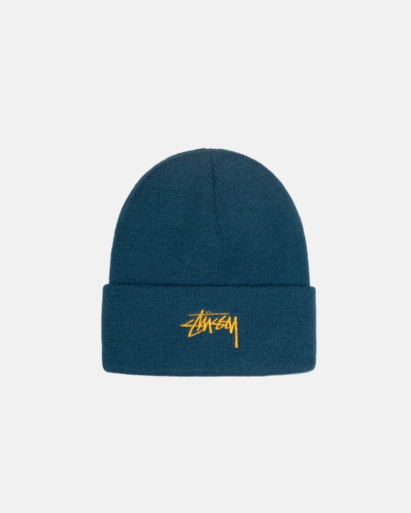 Turquoise Men\'s Stussy Stock Cuff Beanie | CA0000486