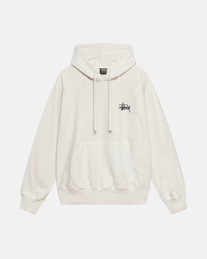 White Men's Stussy Basic Pigment Dyed Hoodies | CA0000012