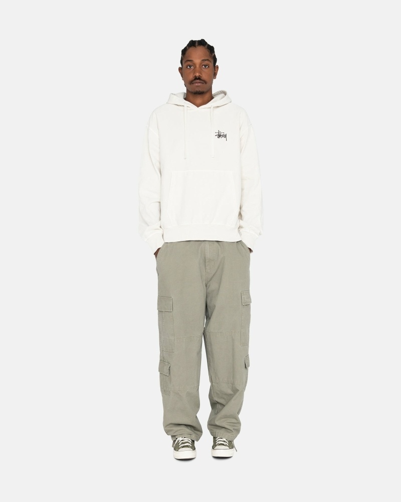 White Men's Stussy Basic Pigment Dyed Hoodies | CA0000012