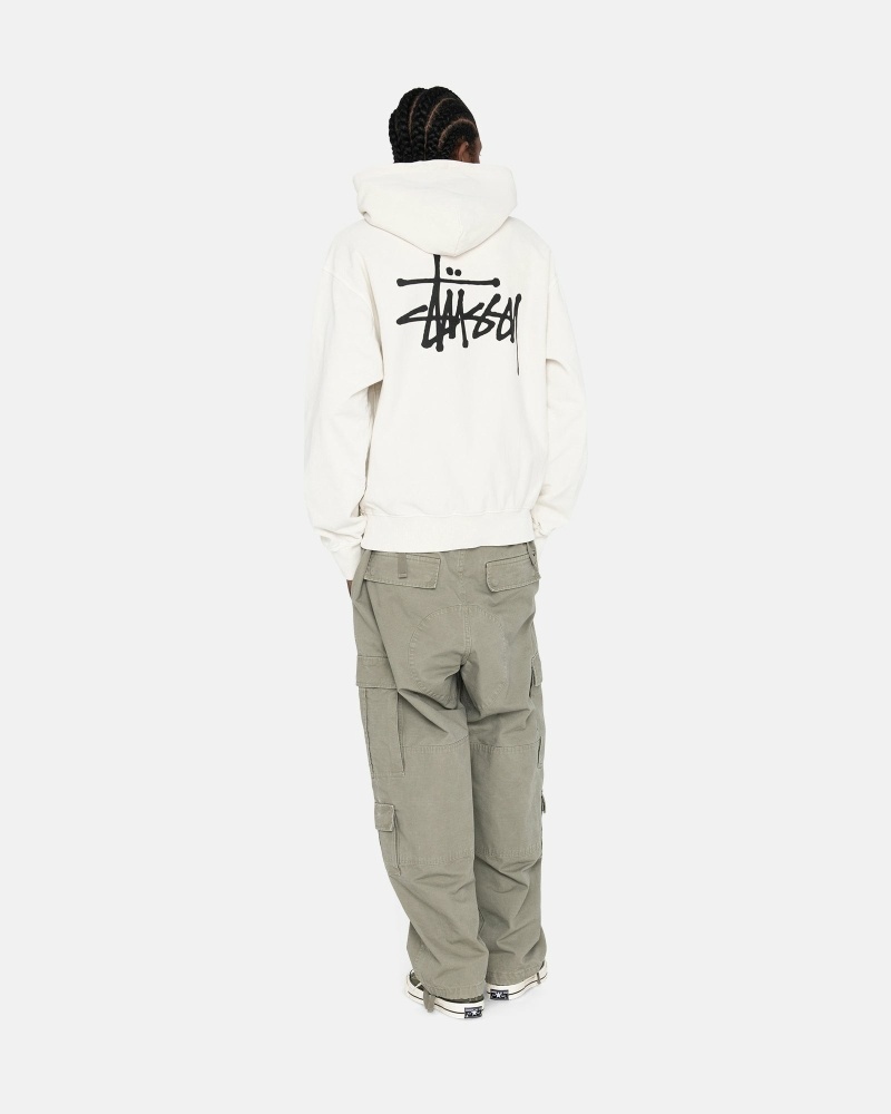 White Men's Stussy Basic Pigment Dyed Hoodies | CA0000012