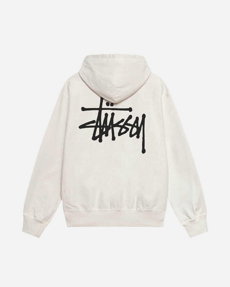 White Men\'s Stussy Basic Pigment Dyed Hoodies | CA0000012