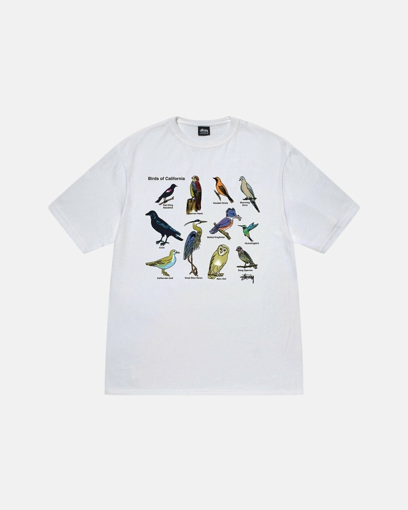 White Men\'s Stussy California Birds T Shirts | CA0000117