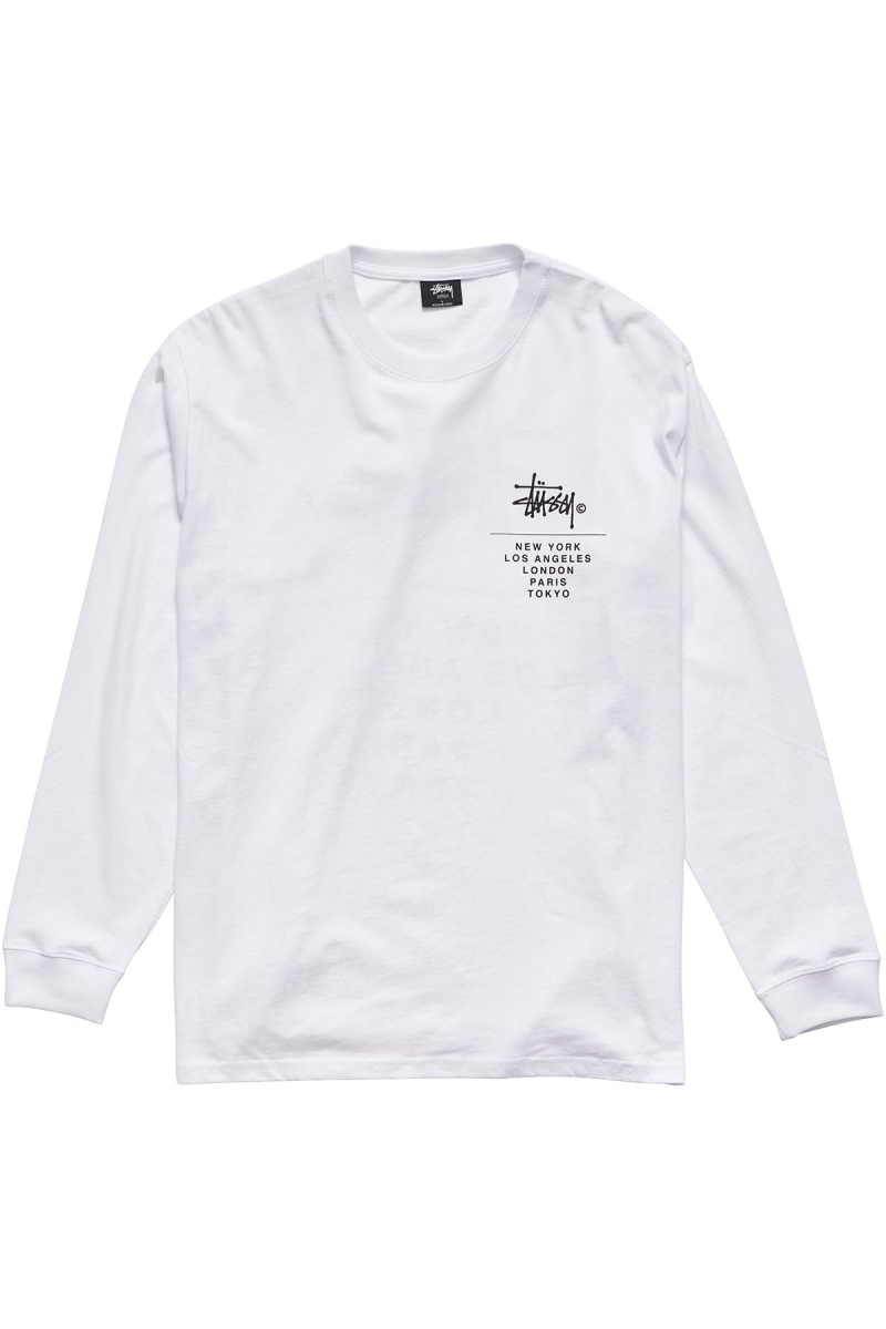 White Men's Stussy Cities Stack Sweatshirts | CA0000900