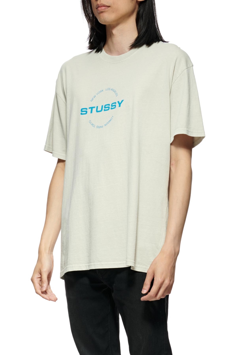 White Men's Stussy City Circle SS T Shirts | CA0000122