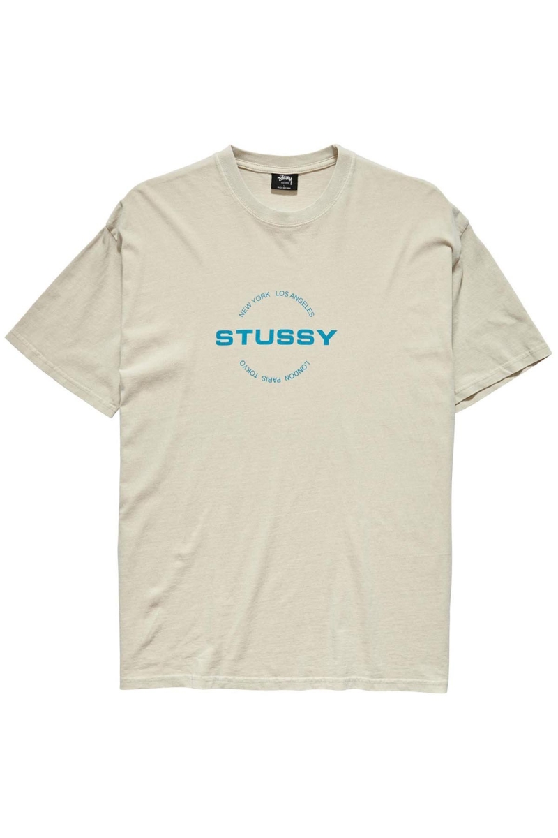 White Men\'s Stussy City Circle SS T Shirts | CA0000122