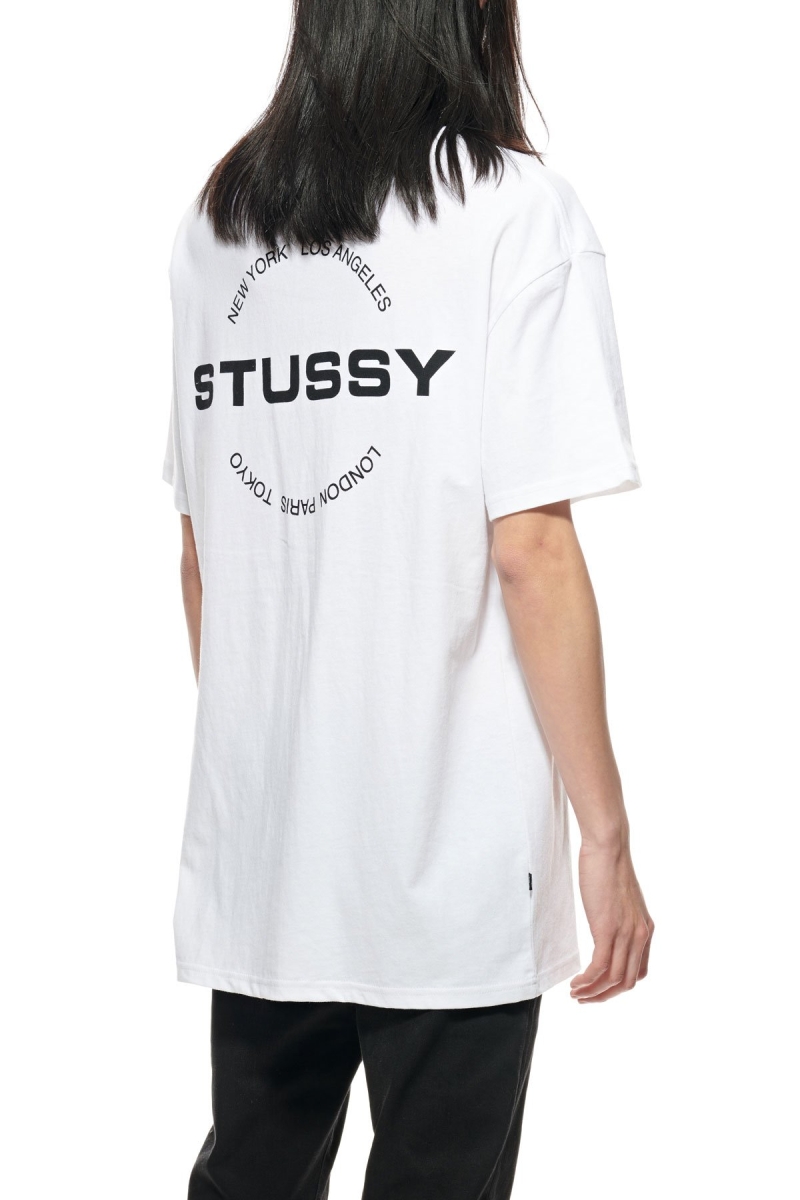 White Men's Stussy City Circle SS T Shirts | CA0000124