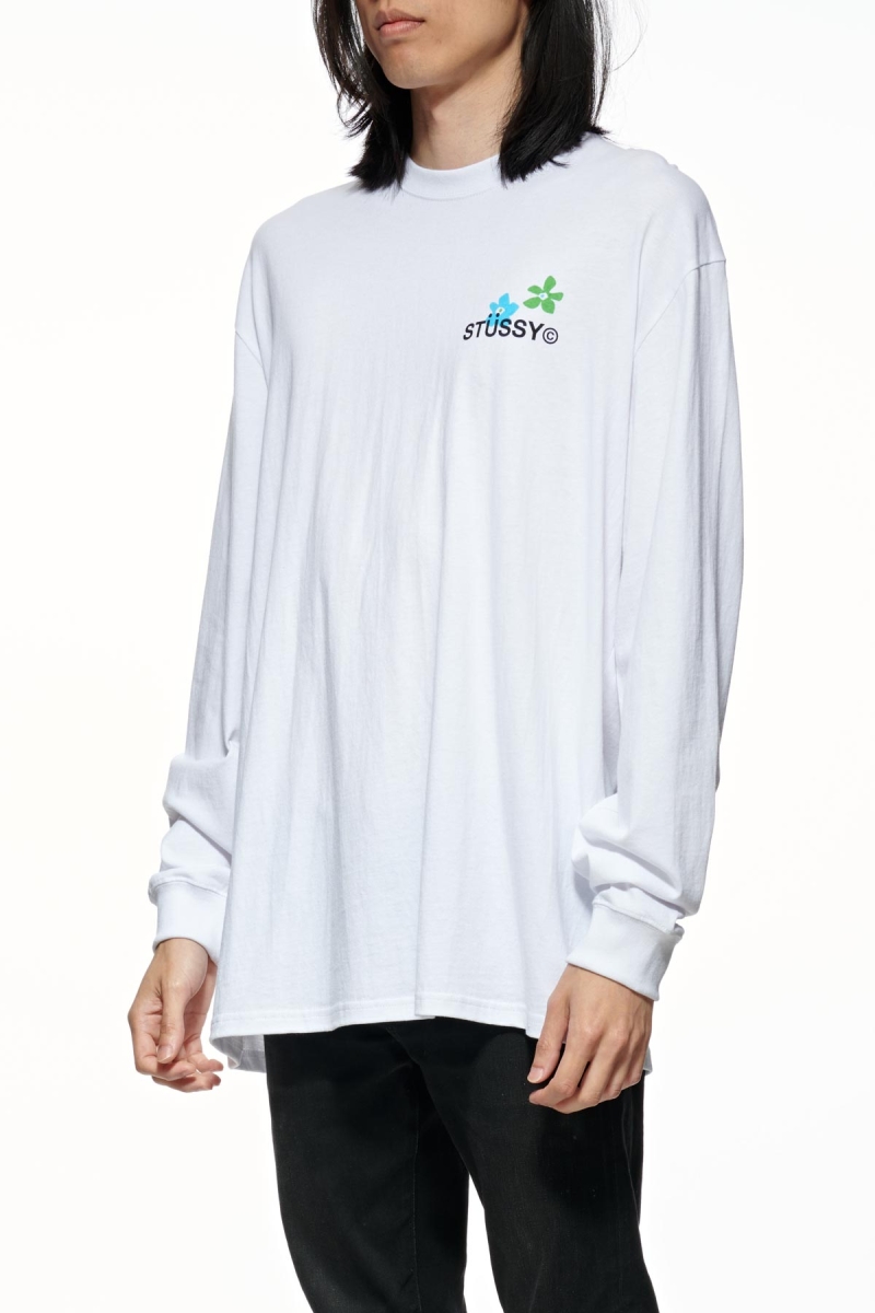 White Men's Stussy City Flowers Sweatshirts | CA0000905