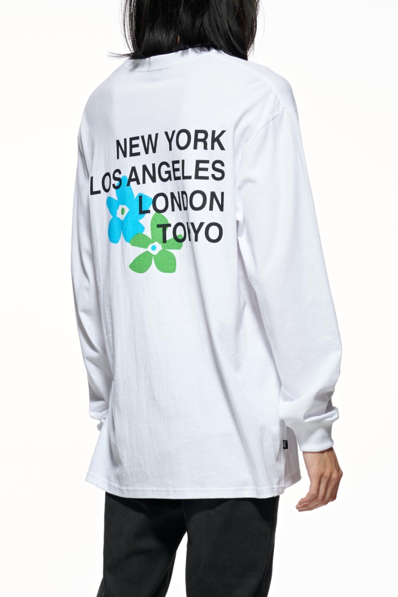 White Men's Stussy City Flowers Sweatshirts | CA0000905