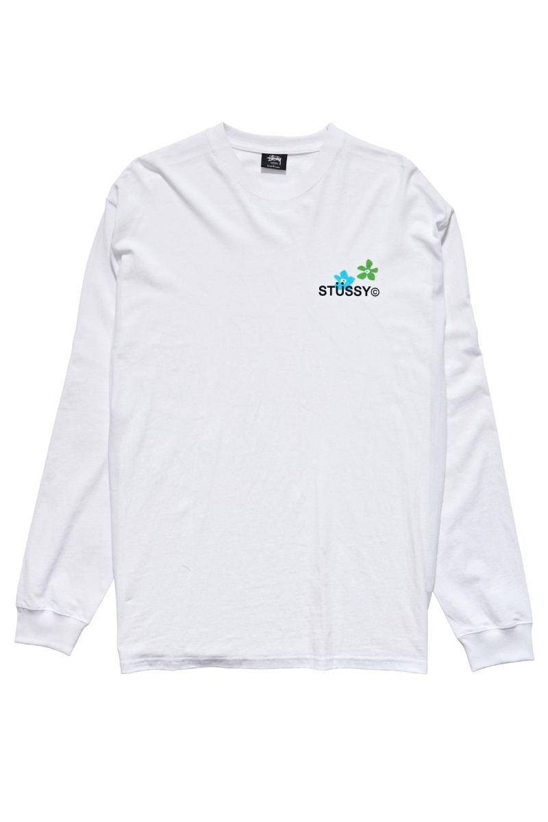 White Men\'s Stussy City Flowers Sweatshirts | CA0000905