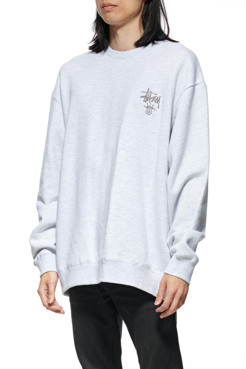 White Men's Stussy Copyright Crown Crew Sweaters | CA0000831