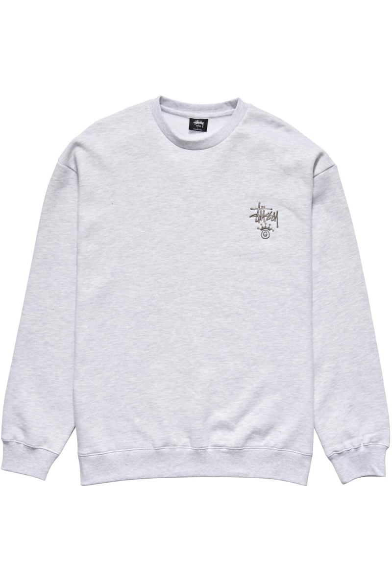 White Men\'s Stussy Copyright Crown Crew Sweaters | CA0000831