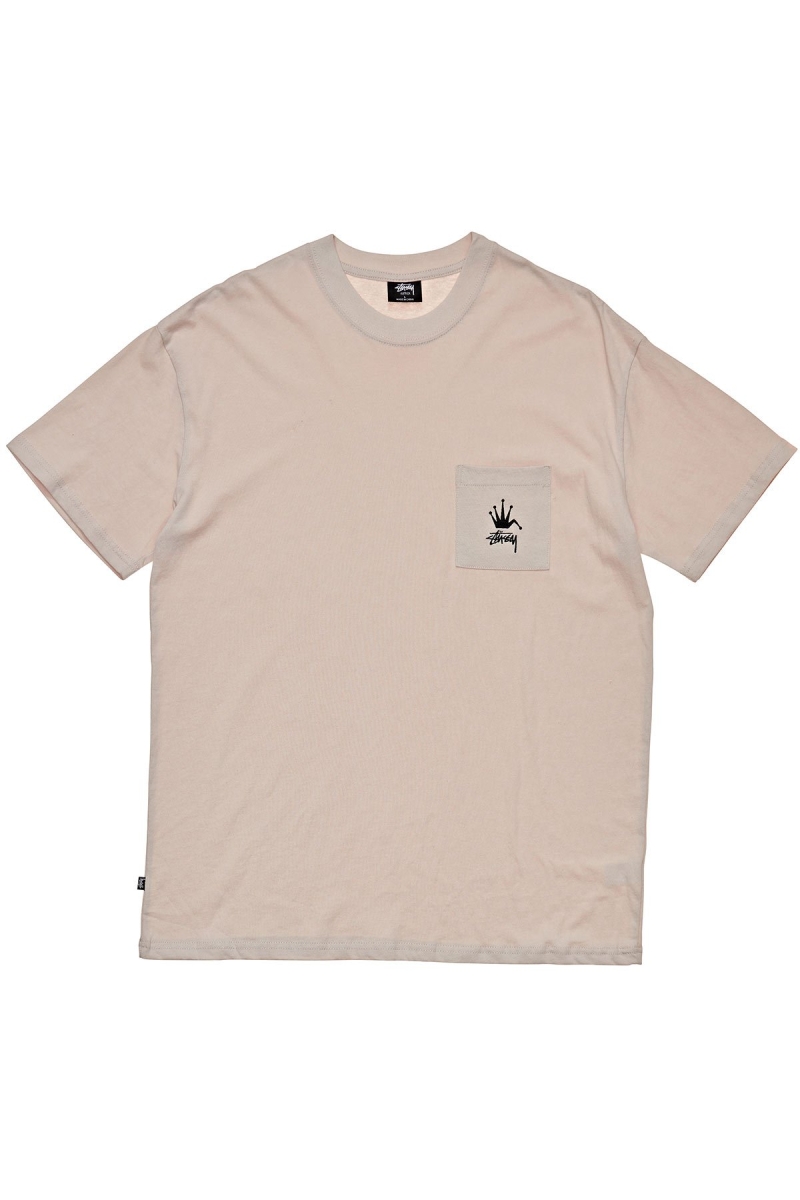 White Men\'s Stussy Crown Pocket SS T Shirts | CA0000147