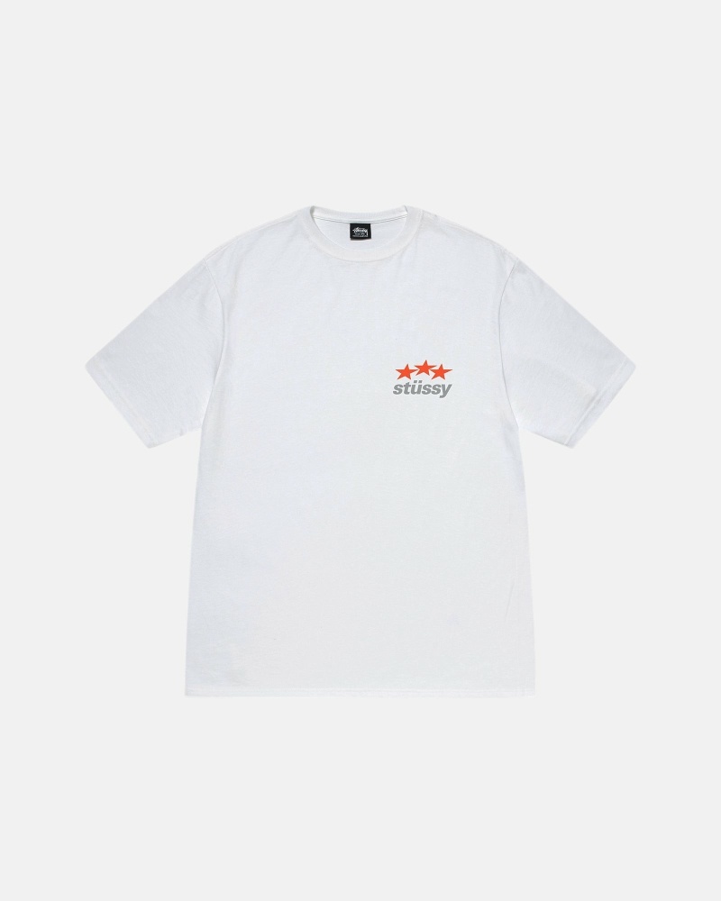 White Men's Stussy Designs USA T Shirts | CA0000156