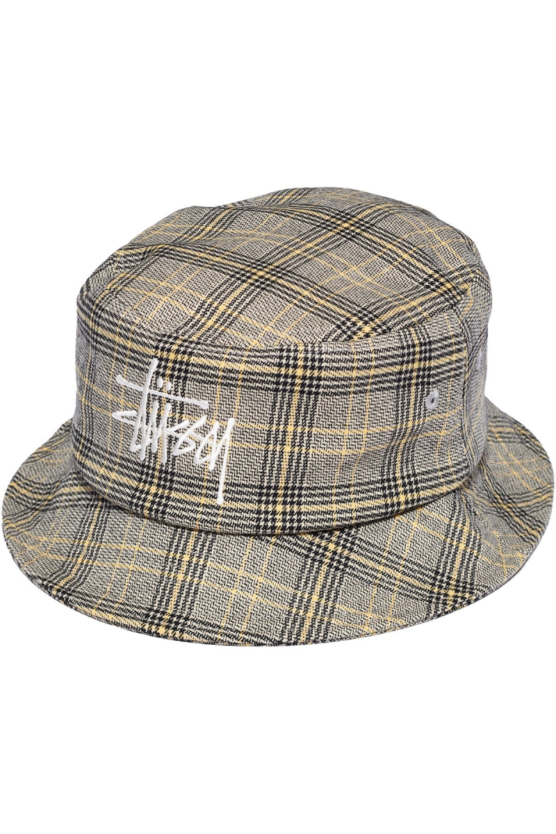 White Men\'s Stussy Graffiti Check Bucket Hats | CA0000438