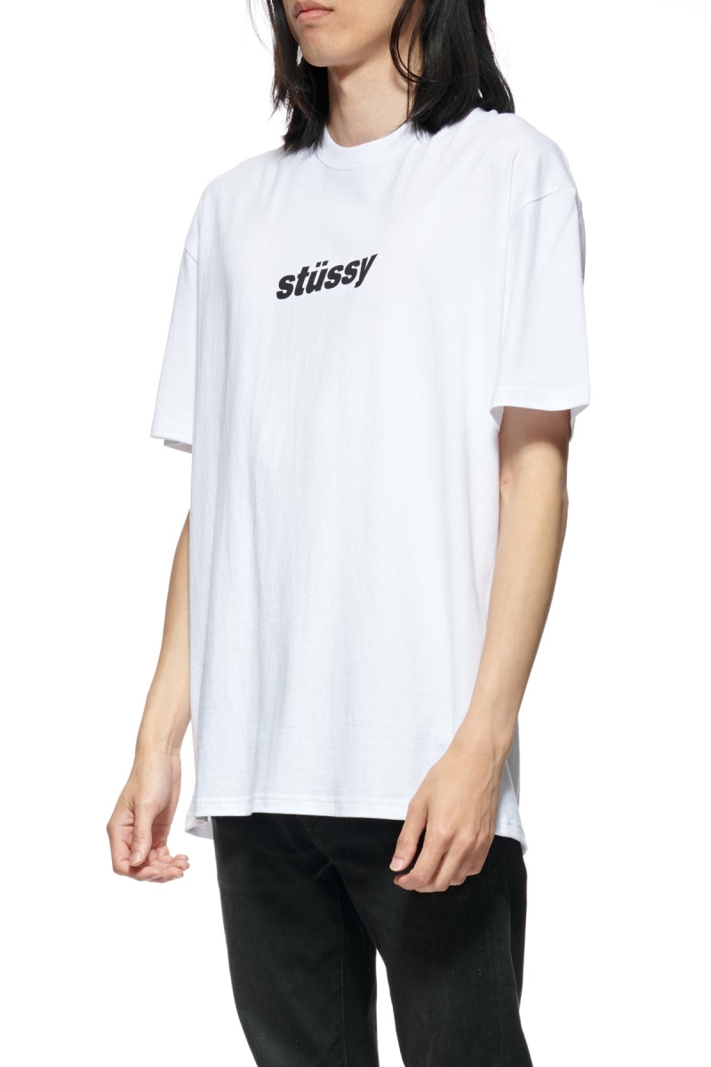 White Men's Stussy Italic College SS T Shirts | CA0000228