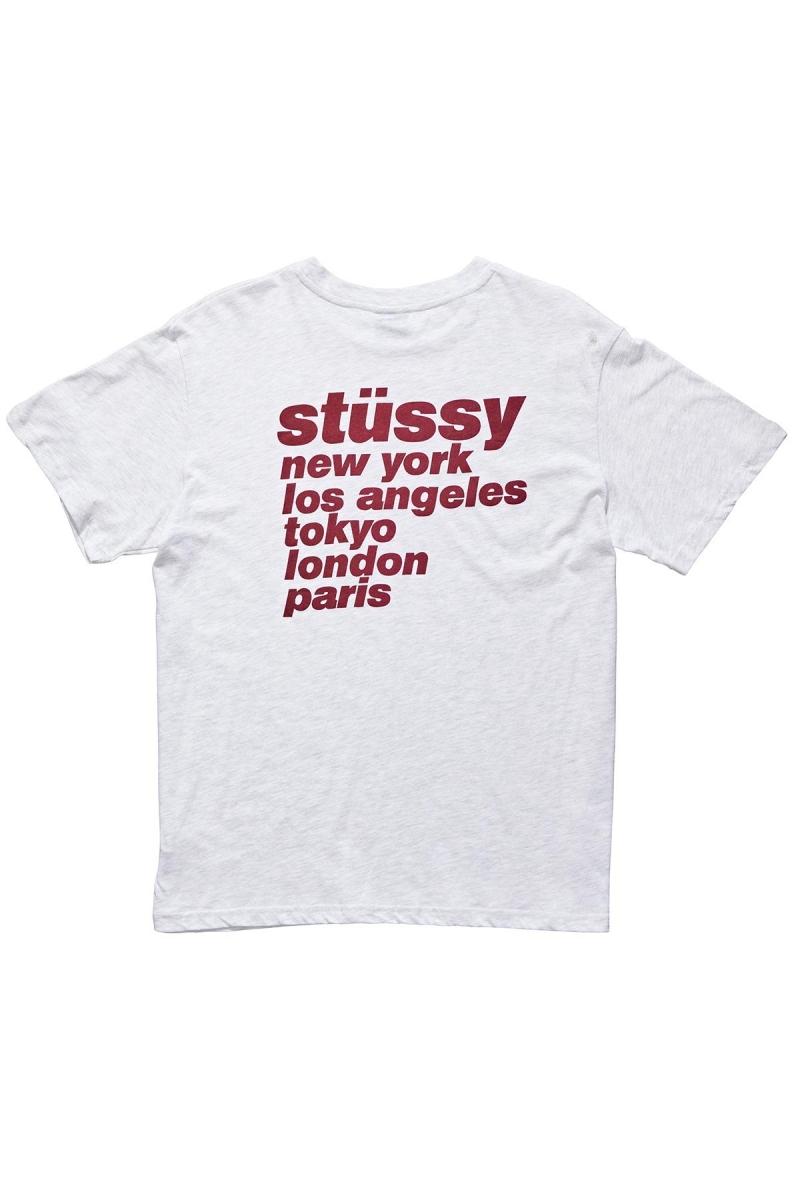 White Men's Stussy Italic SS T Shirts | CA0000229